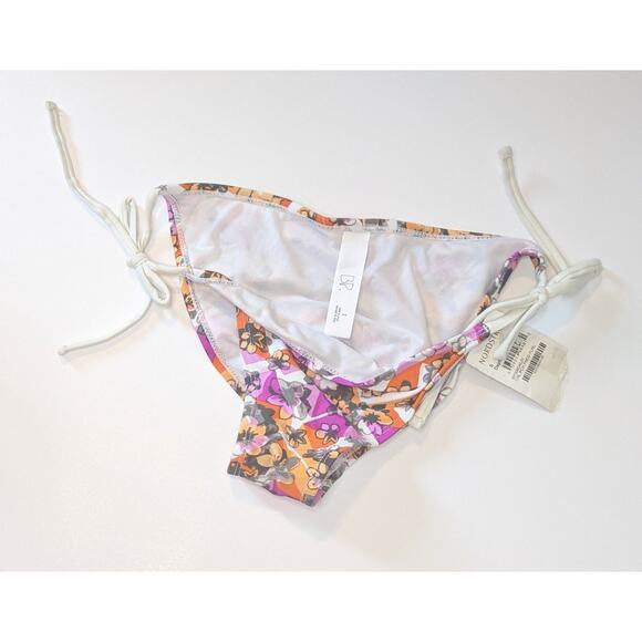 Bp Small Women's‎ String Bikini Sides Floral Print Swimsuit Bottoms Pink Yellow - Picture 5 of 5